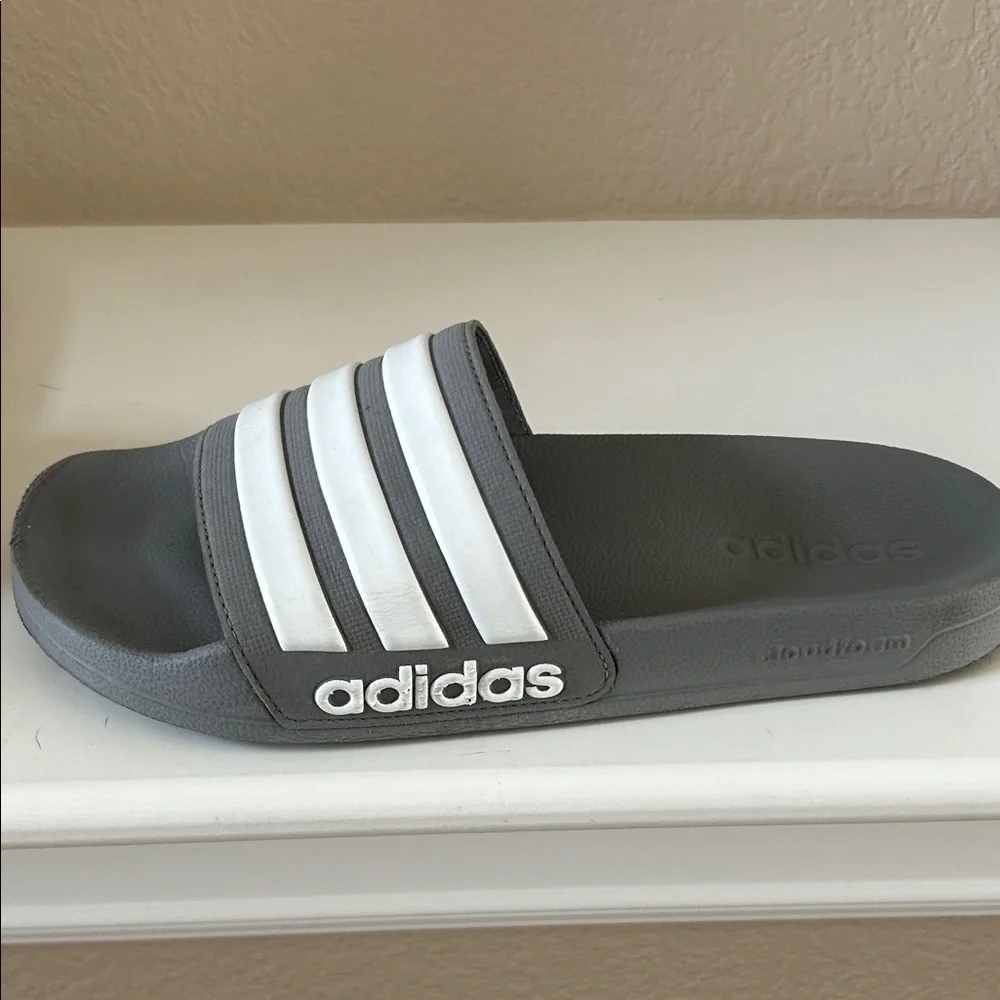adidas Gray and White Slide Sandals